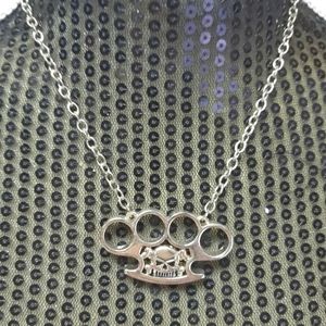 Rock Rebel y2k Brass Knuckles Necklace